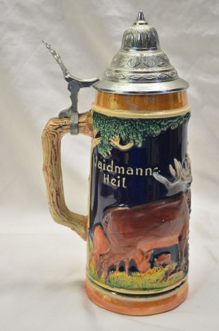 Vintage - German Beer Stein - Deer Scene