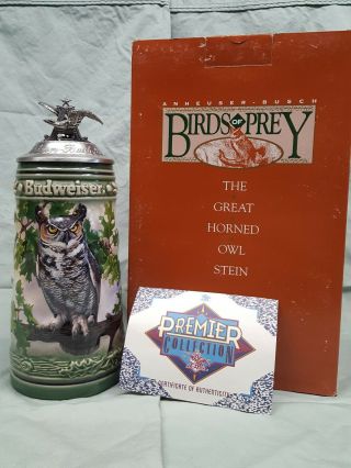Anheuser Busch Bud Stein Birds Of Prey,  Great Horned Owl.  4th In Series.