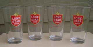 4 Lone Star Beer 16 Oz.  Pint Glasses.  National Beer Of Texas