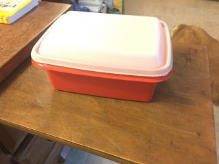 Tupperware Paprika Orange Colored Freeze - N - Save Ice Cream Container 1254