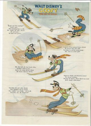 Walt Disney Cartoon Goofy The Art Of Skiing Good Housekeeping Page 1930s