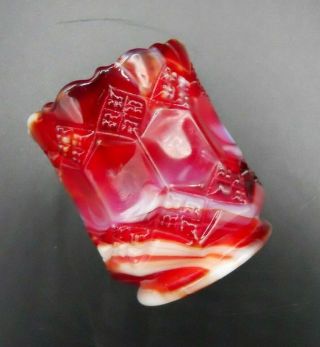 Vintage Imperial Glass Red Slag Toothpick Holder Diamonds And Panels 2