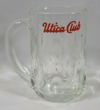 Mid Century Vintage Anchor Hocking " Utica Club " 12 Oz.  Heavy Glass Mug