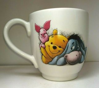 Disney Store Winnie The Pooh Eeyore And Piglet Large Pink Coffee Mug