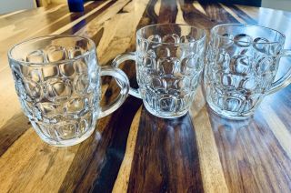 Set Of 3 Ravenhead Glass Dot Dimple Beer Mu0gs - Made In England