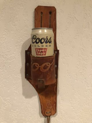 Vintage Leather Coors Beer Can - Engraved Belt Holster - Party Animal
