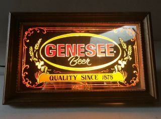 Vintage Genesee Beer Sign,  Lighted Bar Room Beer Mirrored Sign