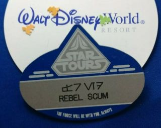 Disney Movie Star Wars Weekend Rebel Scum Hollywood Studios Mgm Name Badge Pin