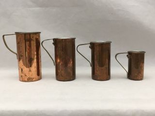 Vintage Set of 4 Graduated Copper Measuring Cups PORTUGAL Great Kitchen Decor 2