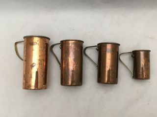 Vintage Set of 4 Graduated Copper Measuring Cups PORTUGAL Great Kitchen Decor 3