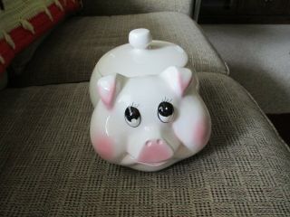 Weiss Brazil Vintage Pig Cookie Jar With Lid Ceramic Hand Painted