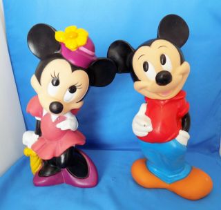 Vintage Walt Disney Minnie & Mickey Mouse Piggy Bank Illco Toy Co