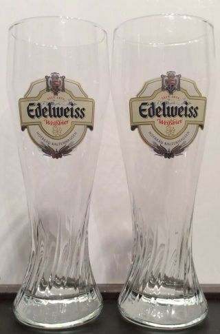 2x Edelweiss Weisbier Pint To Line Glasses Rare And Collectible And