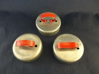 Vintage Trio Of Aluminum Donut & Biscuit Cookie Cutter Red Handle