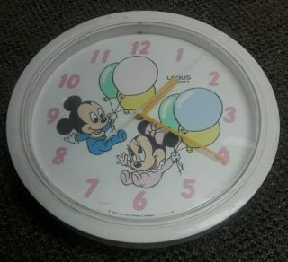 Vintage 1984 Disney Japan Mickey Minnie Baby Balloons Clock