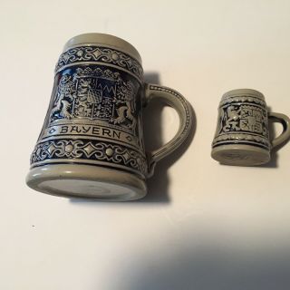 Vintage German Beer Mug & Shot Stein,  Gerz Bayern Diamond Stoneware