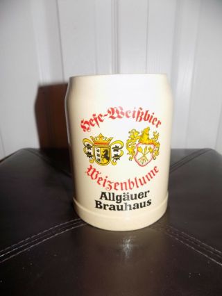 Vintage 0.  5 Liter German Beer Stein Allgauer Brauhaus