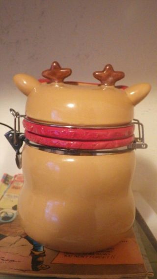 Reindeer Holiday Ceramic Canister Swiss Miss Cocoa Cookie Jar EMPTY 3