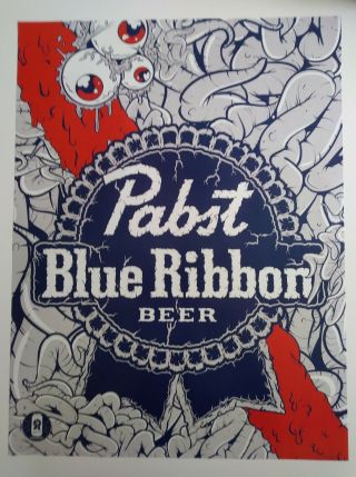 Rare Pabst Blue Ribbon Pbr 2016 Beer Art Promo Poster Eyeball Logo 18 " ×24 "