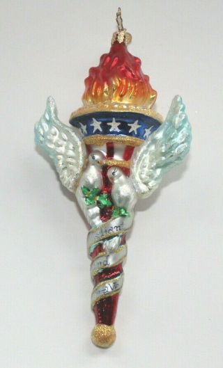 Christopher Radko " Valiant And Brave " Ornament Christmas Holiday Doves Torch