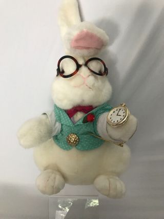 Disney Alice In Wonderland White Rabbit Plush 17 " Vintage Target Glasses Watch