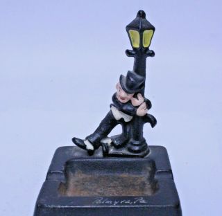 Vintage Cast Iron Drunk Man On Lamp Post Ashtray Bottle Opener Palmyra Pa