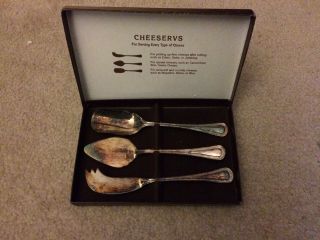 Vintage 3 Pc Godinger Cheeservs Japan Cheese Serving Silver Plate Set
