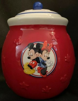 Disney Minnie Mickey Mouse Ceramic Small Cookie Jar Candy Canister