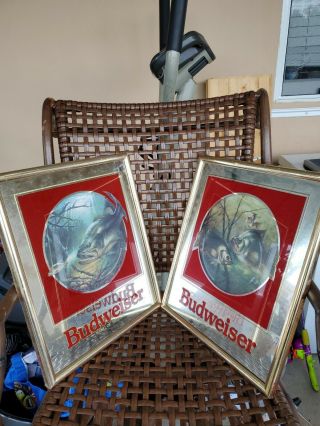 2 Rare 1992 Budweiser King Of Beers Fish Picture Mirror Bass