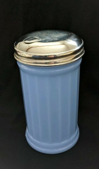 Vintage Delphite Blue Milk Glass Sugar Dispenser Shaker 5 - 1/2 "