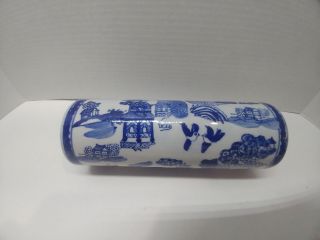 Vintage Blue And White Porcelain Rolling Pin No Handles