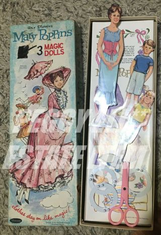 1964 Whitman & Walt Disney " Mary Poppins " Paper Doll Iob Complete & Uncut