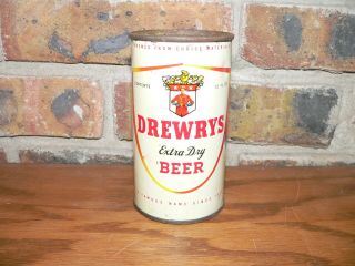 Vintage Drewrys Extra Dry Beer White Shield Mountie Flat Top Beer Can Ex Cond