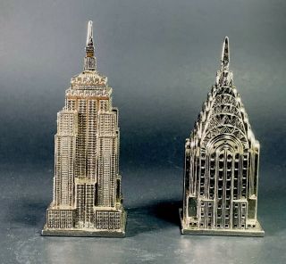 Godinger Silver Metal Chrysler Building & Empire State Salt & Pepper Shakers