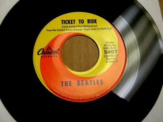 Beatles " Ticket To Ride/yes It Is " 1965,  Orig East Coast Single,  Nm