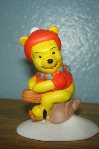 Disney Winnie The Pooh Pooh Ice Skating Mini Bisque Ceramic Figure Christmas