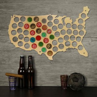United States Of America Bottle Beer Cap Map Bar Wooden Wall Decor Cap Collector