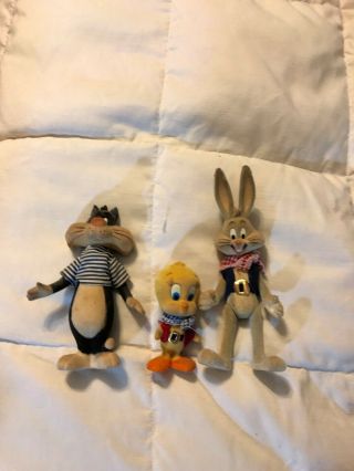 1988 Warner Bros Looney Tunes Bugs Bunny Sylvester Cat Tweety Bird Felt Figures