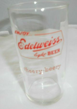 Vtg Enjoy Edelweiss Light Beer Advertising Glass Promo 1950 