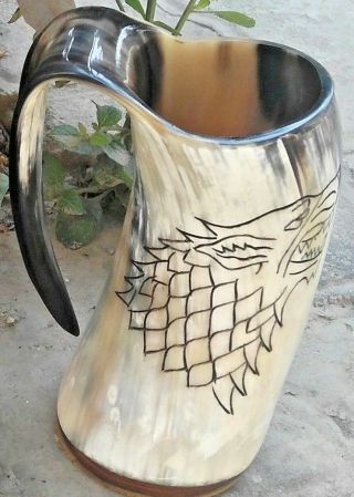 Viking Natural Drinking Horn Mugs For Beer Wine Tankard Size - - 6 " Inches