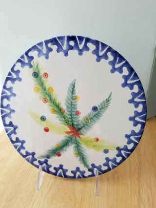 Zanolli Hand Painted Christmas Hot Plate Trivet Ceramic Pottery 8 3/4 " Round