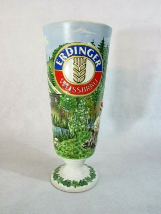 Vintage Erdinger Weissbrau Black Forest Ceramic German Beer Glass 1990