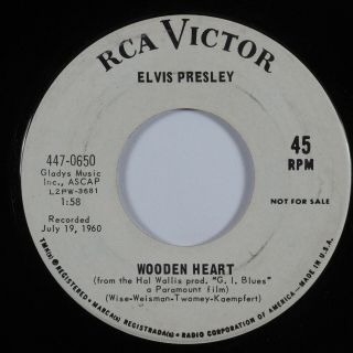 Rock & Roll 45 Elvis Presley Wooden Heart Rca Victor Hear
