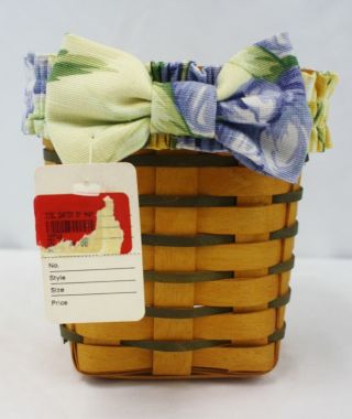 Longaberger Small Square Green Weave Basket With Garter