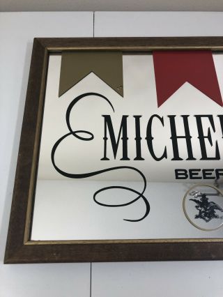 Vintage Michelob Beer Mirror Sign Wood Frame Pub Old Bar Anheuser - Busch Ribbon 2