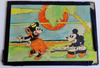 Vintage Disneyland Mickey Mouse And Minnie On The Beach Early Colored Art Work
