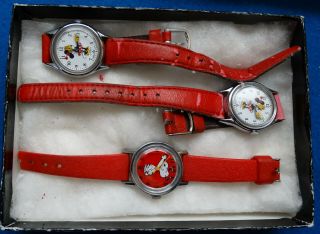 Three (3) Vintage Ladies Watches: Minnie Mouse (2) And Snoopy (1)