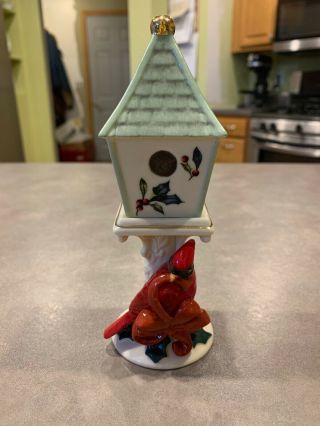 Lenox Winter Greetings Salt And Pepper Shakers Cardinal Bird House Holiday Decor
