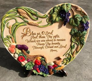 Bless Us,  O Lord Bless This Home Bradford Exchange Heart Plate Thanksgiving
