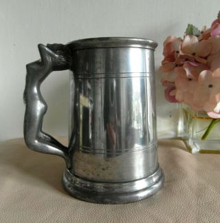 Vintage Pewter Tankard With Art Deco Nude Lady Handle - Made In Sheffield
